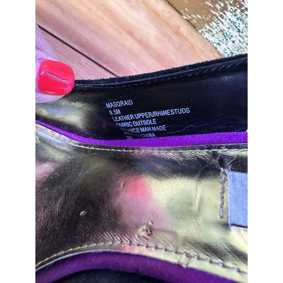 Steve Madden Masquerade Black Multi-Color Suede Leather High Slingbacks 8.5 - Picture 6 of 6